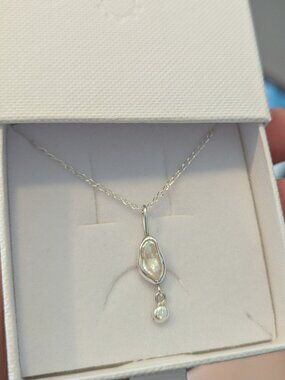 Celina Lea Wonky Pearl Moissanite Pendant Necklace